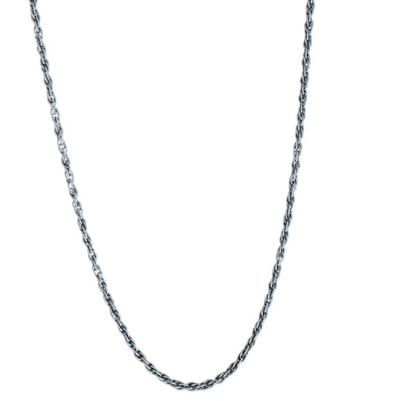 Vintage Stainless Steel Tone Rope Chain Necklace Classic Minimalist Jewelry - Picture 2 of 5